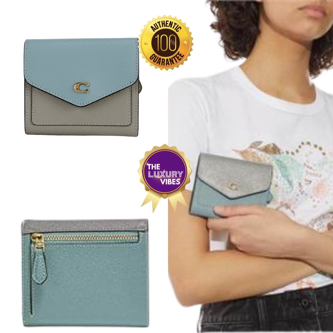 COACH Wyn Small Wallet In Colorblock-Blue/Dove Grey Multi