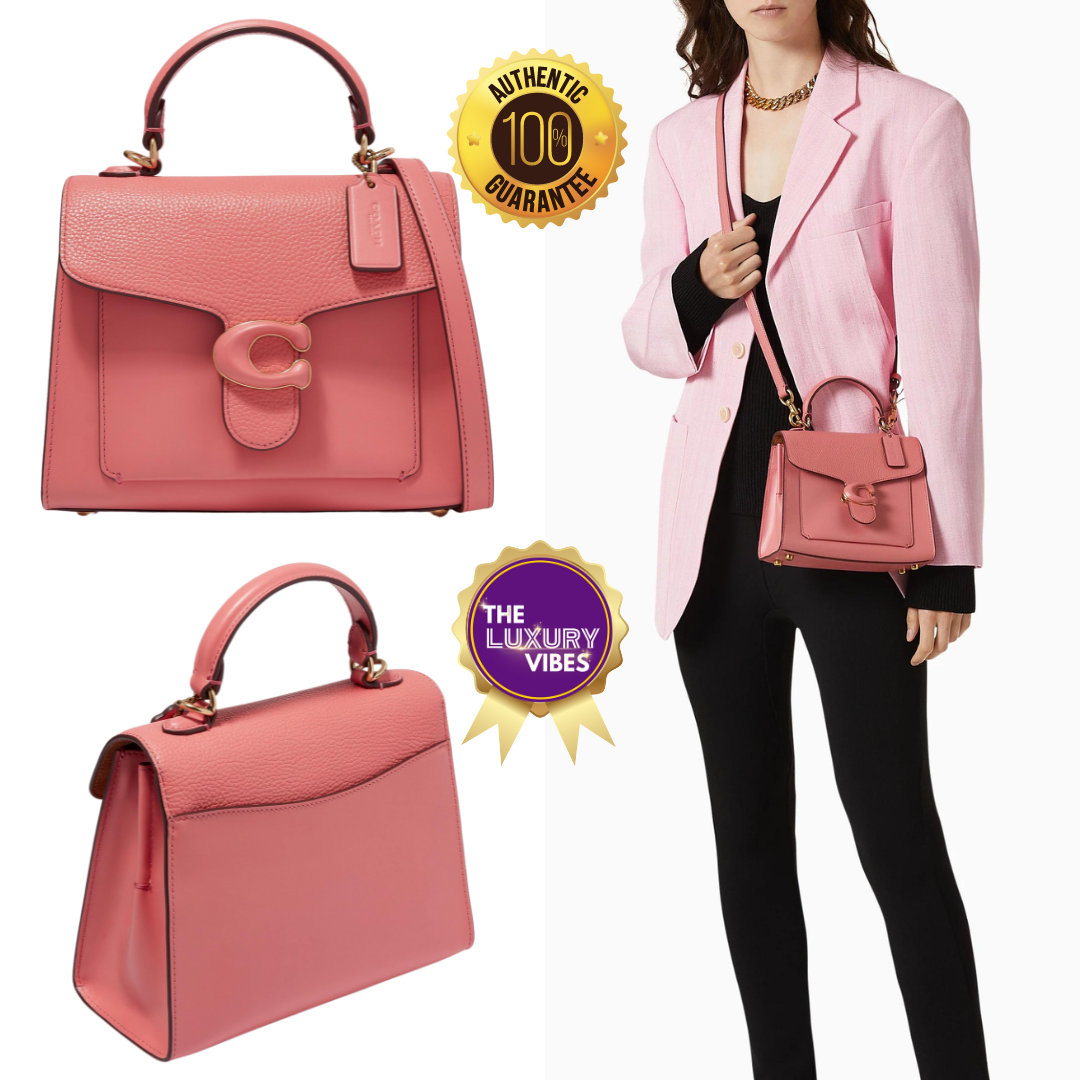 COACH Tabby Top Handle 20 Bag in Pebble Leather Pink C0773