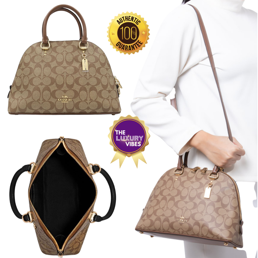 COACH Katy Satchel in Signature Canvas Saddle Brown 2558