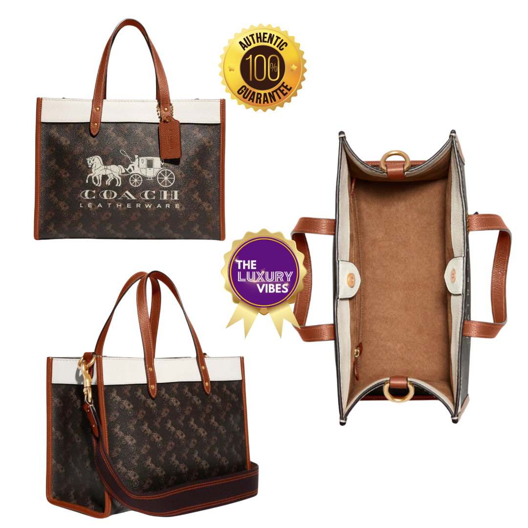 COACH Field Tote 30 With Horse And Carriage Print And Carriage Badge C8458