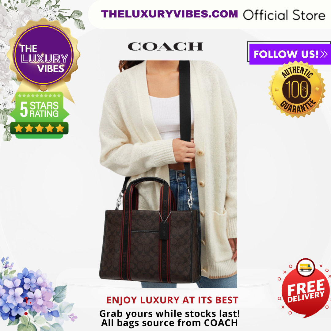 COACH Smith Tote in Signature Brown Black CN058