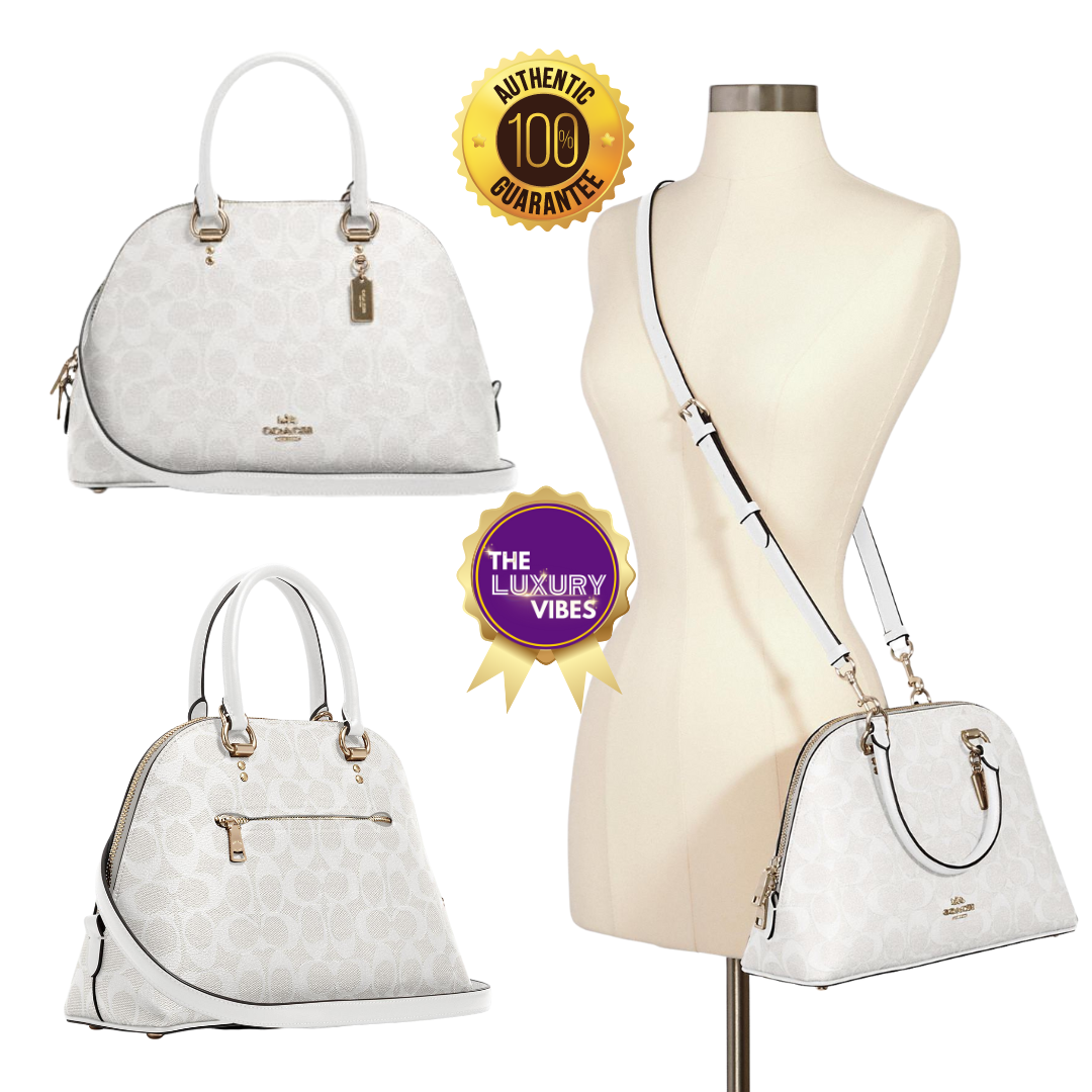 COACH Katy Satchel in Signature Canvas Glacier White 2558