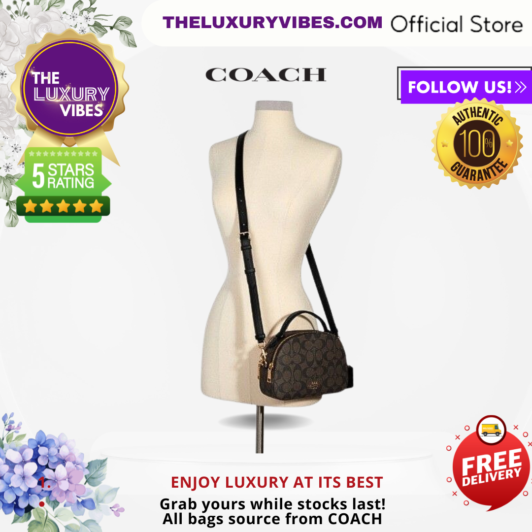 COACH Serena Satchel Signature in Brown Black