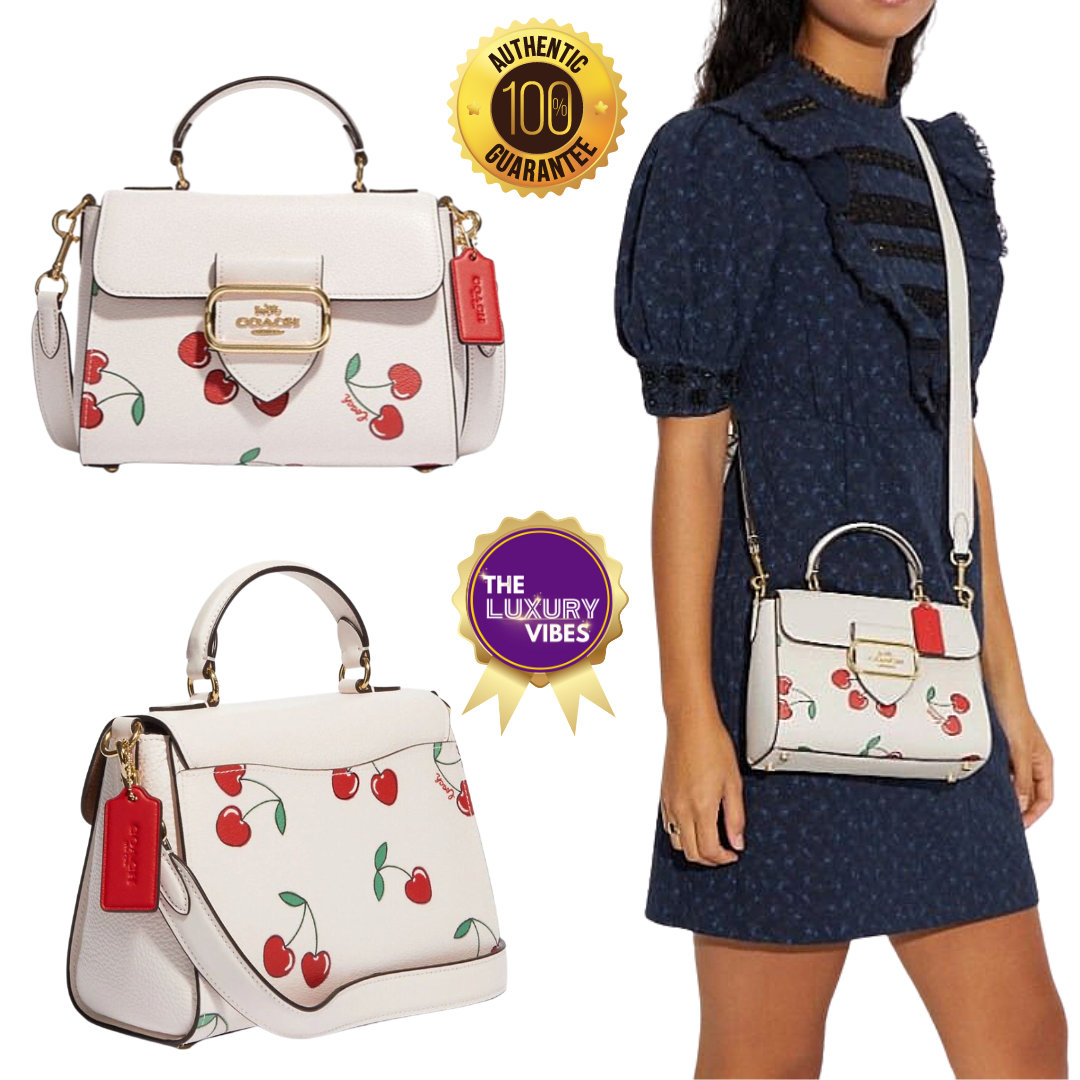 COACH Morgan Top Handle Satchel with Heart Cherry Print  CF419