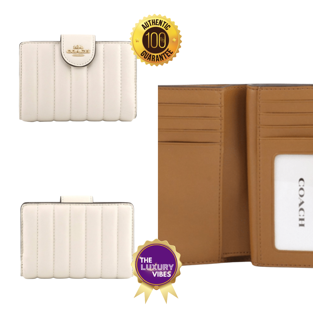 COACH Medium Corner Zip Wallet with Quilting - White