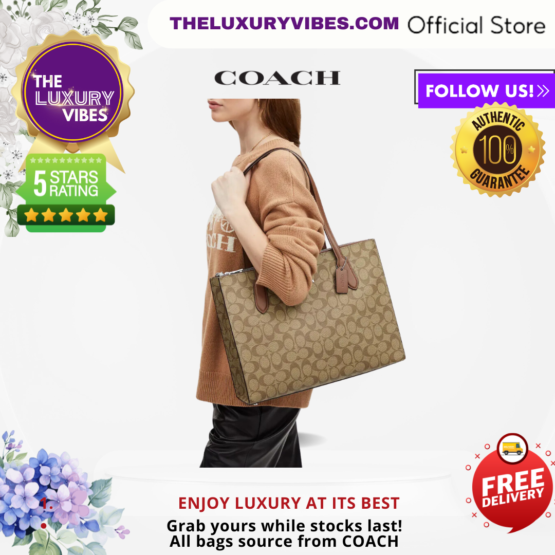 COACH Nina Tote In Signature Canvas Saddle Brown CL399