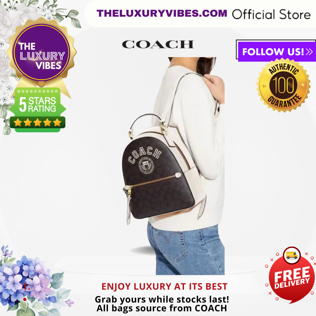 COACH Jordyn Backpack In Signature Canvas With Varsity Motif Chalk CB871