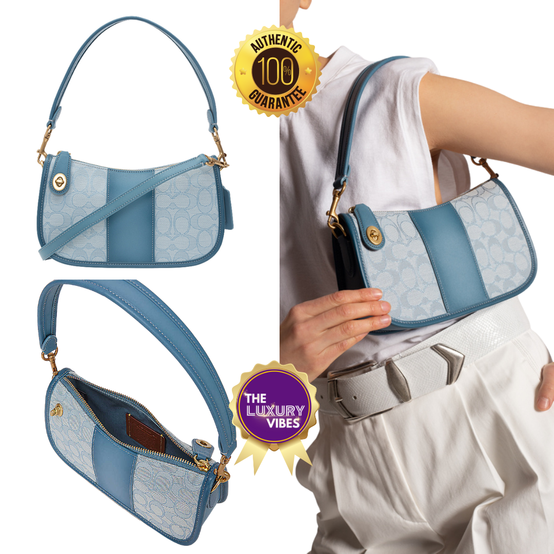 COACH Signature Swinger Bag-Light Blue