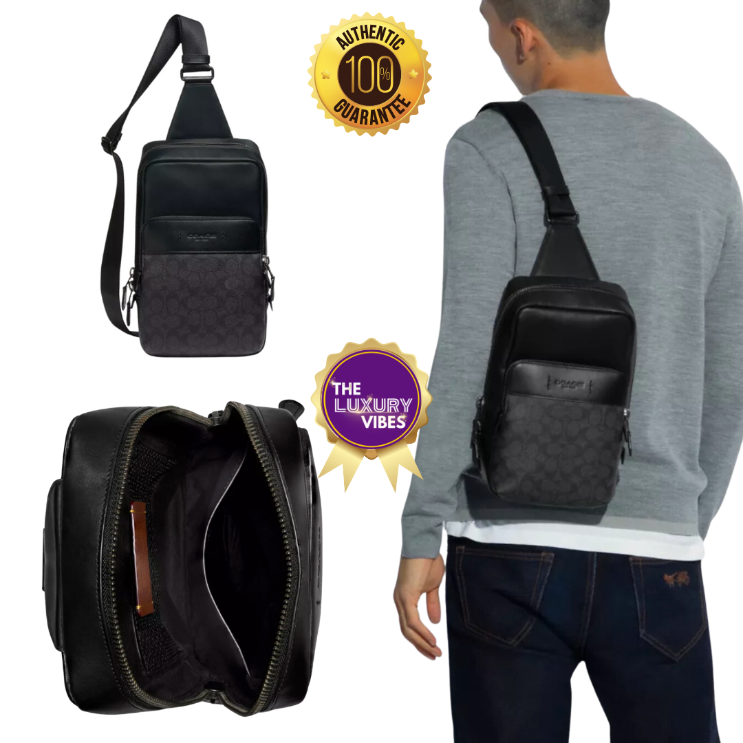 COACH Gotham Pack in Signature Canvas Black C5332