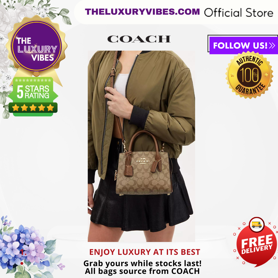 COACH Andrea Carryall in Signature Canvas Khaki CP083