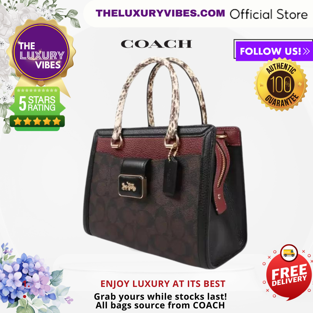 COACH Grace Carryall With Signature Canvas In Brown Black Multi CD701