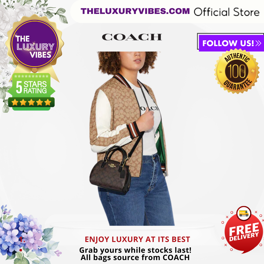 COACH Sydney Satchel in Signature Canvas Brown Black CA591