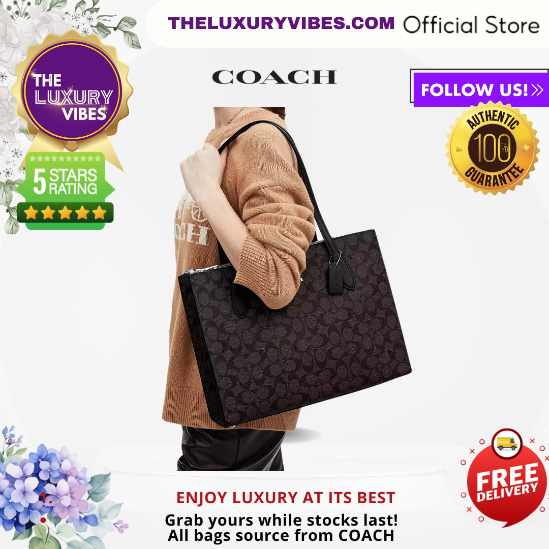 COACH Nina Tote In Signature Canvas Brown Black CL399