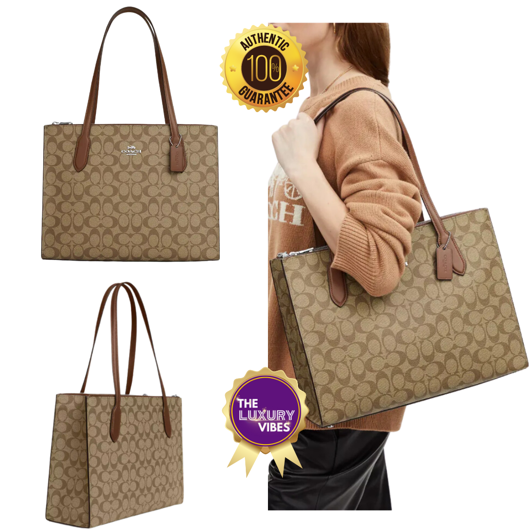 COACH Nina Tote In Signature Canvas Saddle Brown CL399