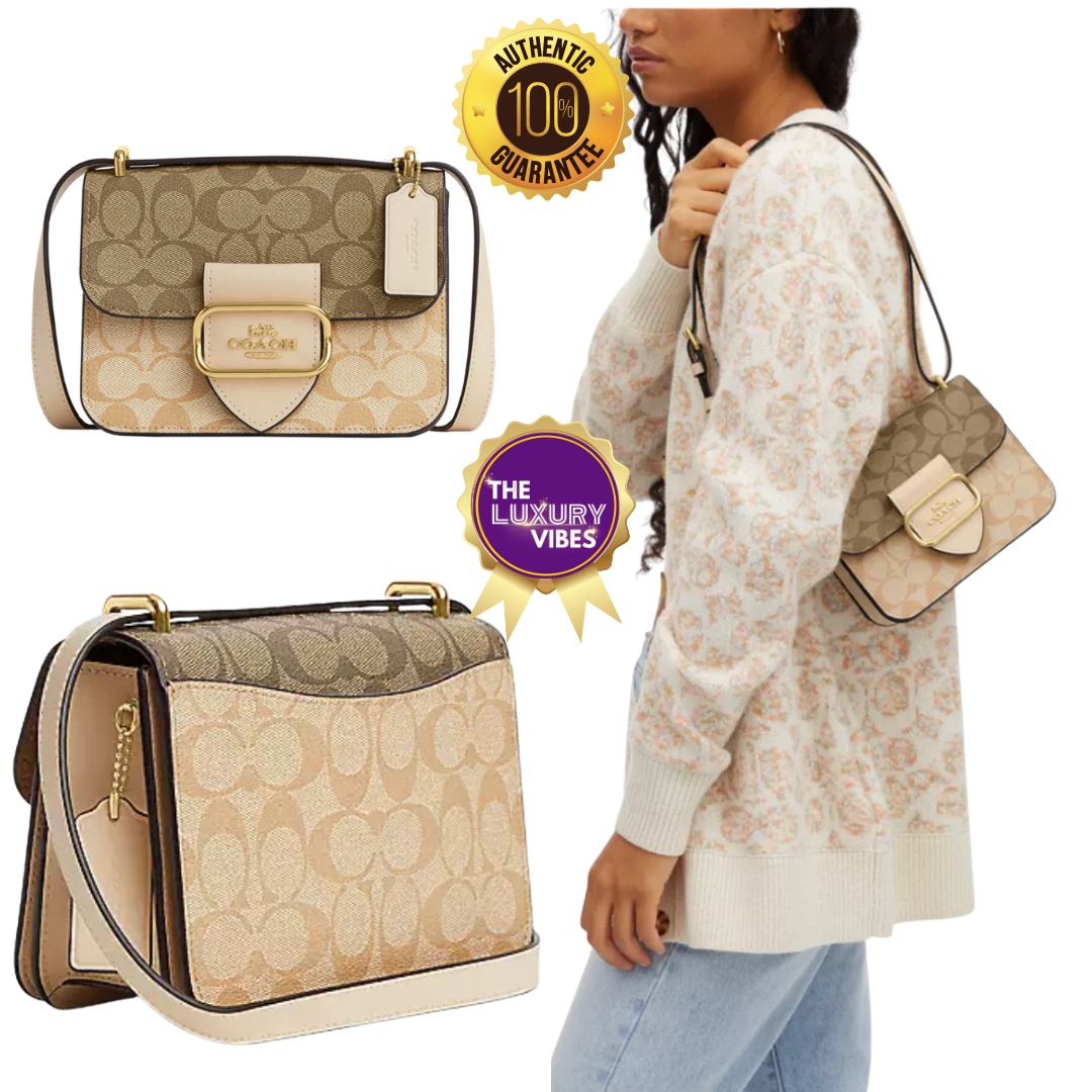 COACH Morgan Square Crossbody in Block Signature Canvas Khaki Multi CL429