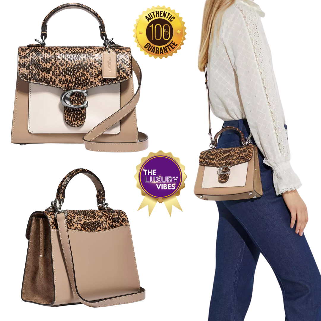 COACH Tabby Top Handle 20 in Colorblock with Snakeskin detail 3787