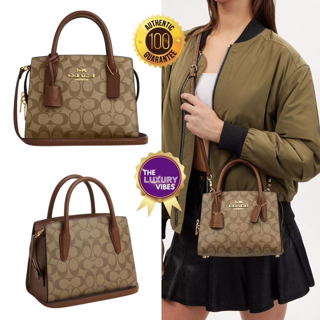 COACH Andrea Carryall in Signature Canvas Khaki CP083