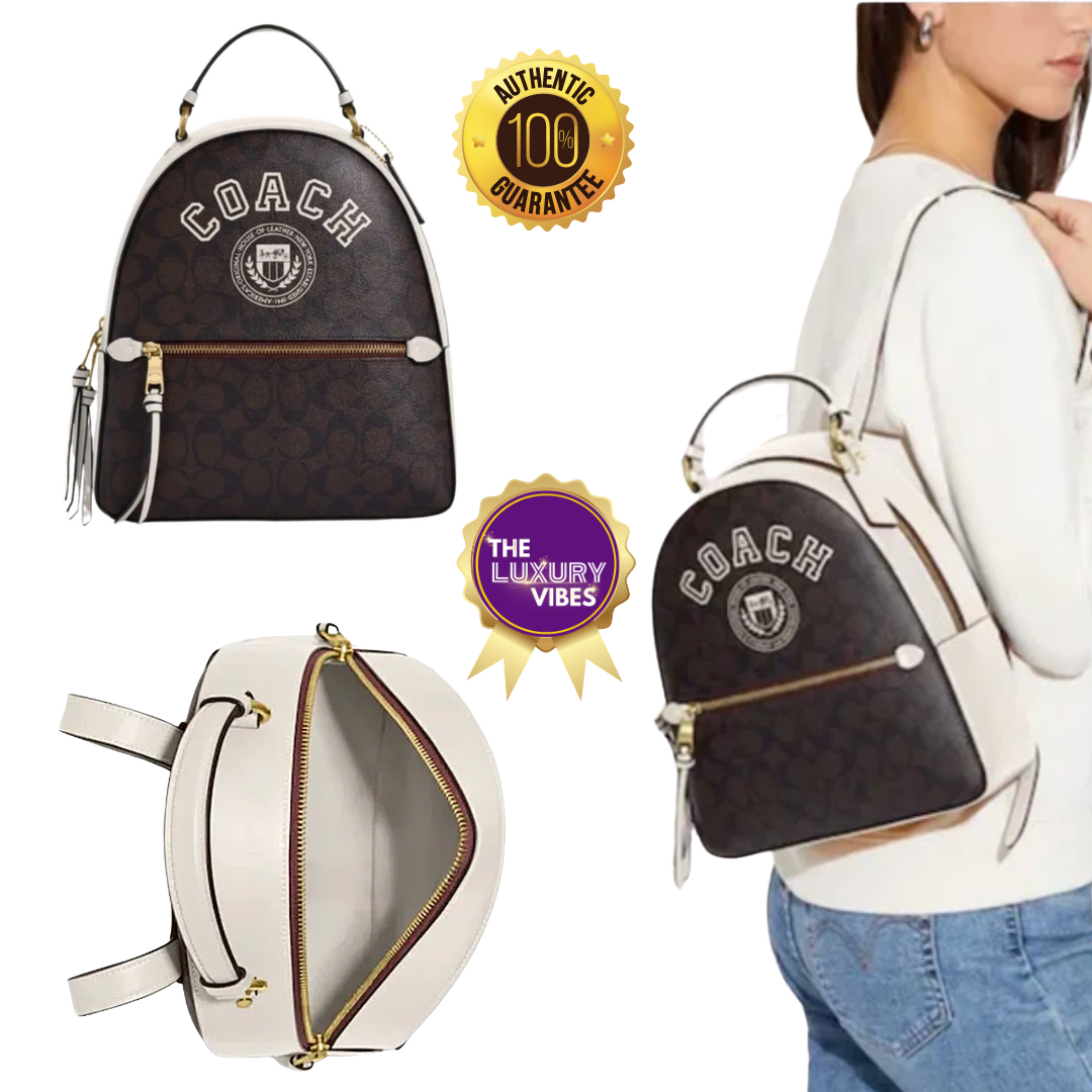 COACH Jordyn Backpack In Signature Canvas With Varsity Motif Chalk CB871