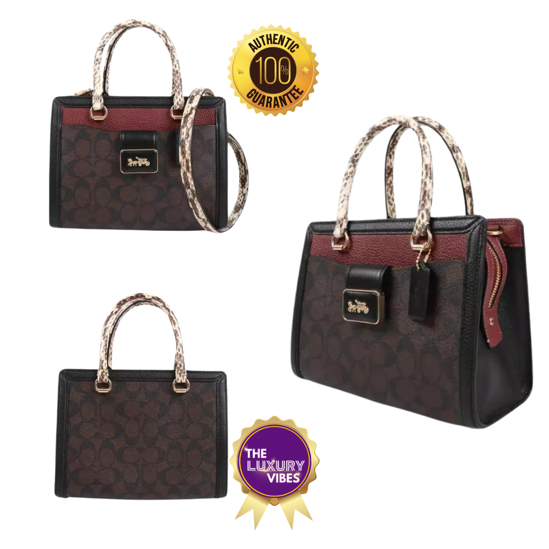 COACH Grace Carryall With Signature Canvas In Brown Black Multi CD701