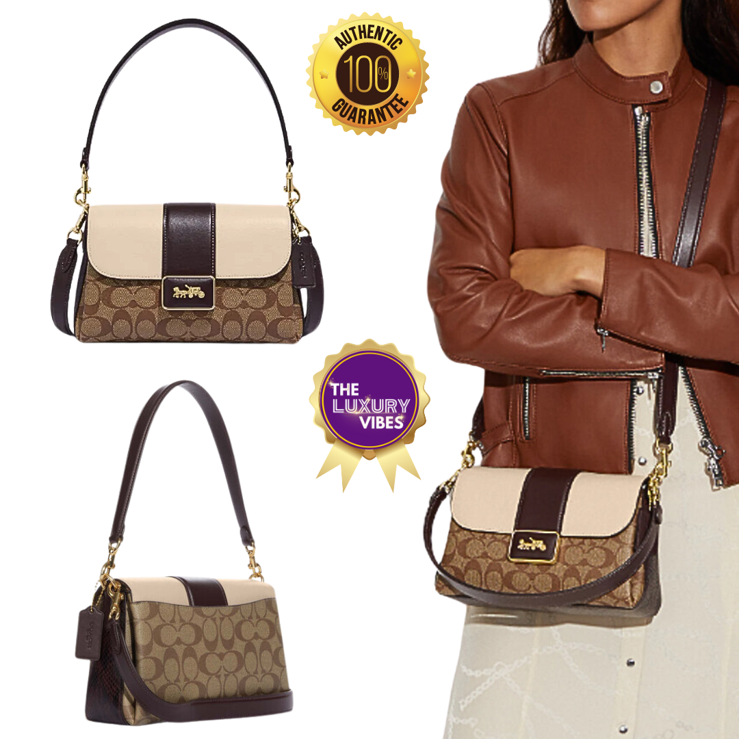 COACH Grace Shoulder Bag In Signature Canvas Ivory Multi CC066