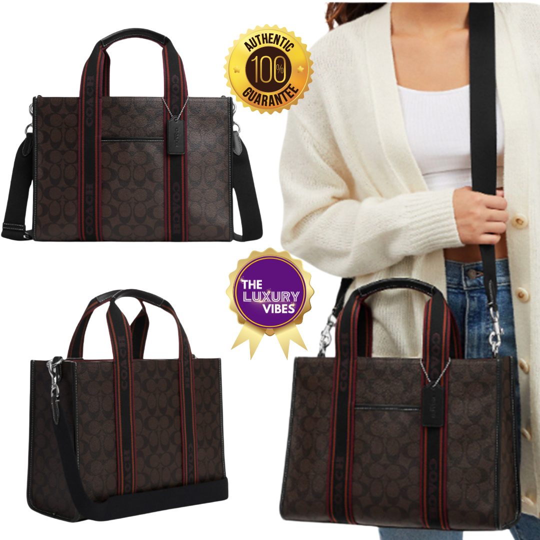 COACH Smith Tote in Signature Brown Black CN058