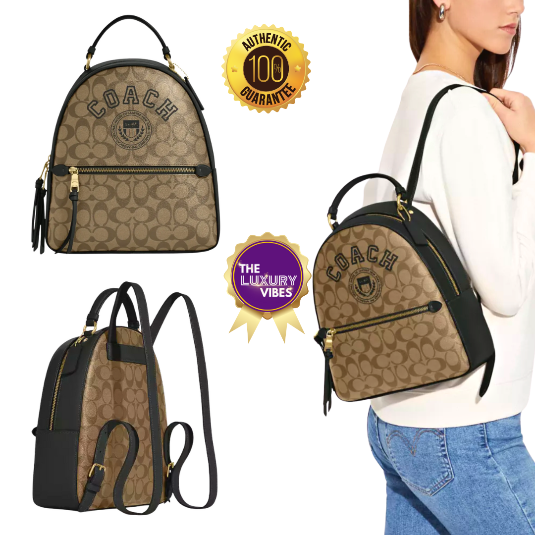 COACH Jordyn Backpack In Signature Canvas With Varsity Motif Green CB871