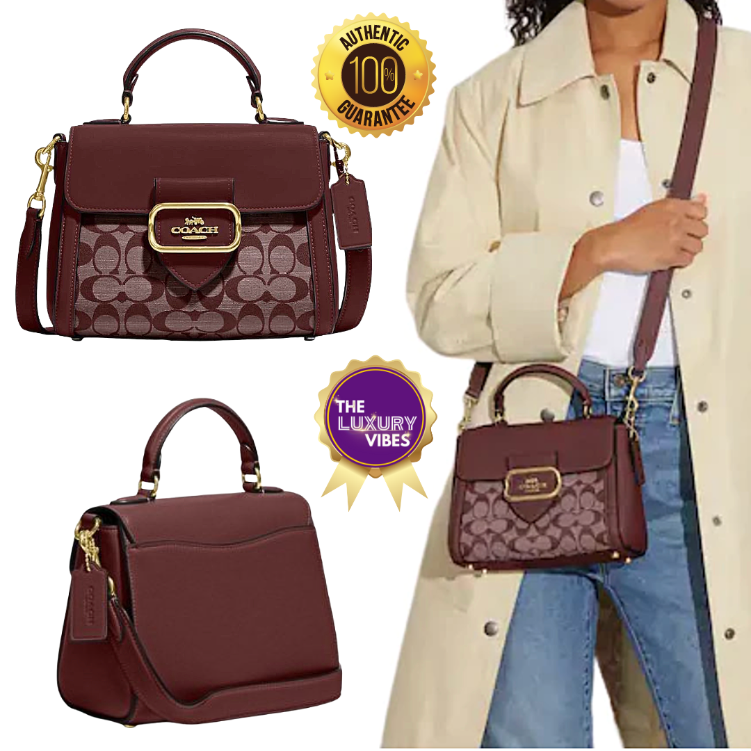 COACH Morgan Top Handle Satchel in Signature Chambray in Wine Multi CH142