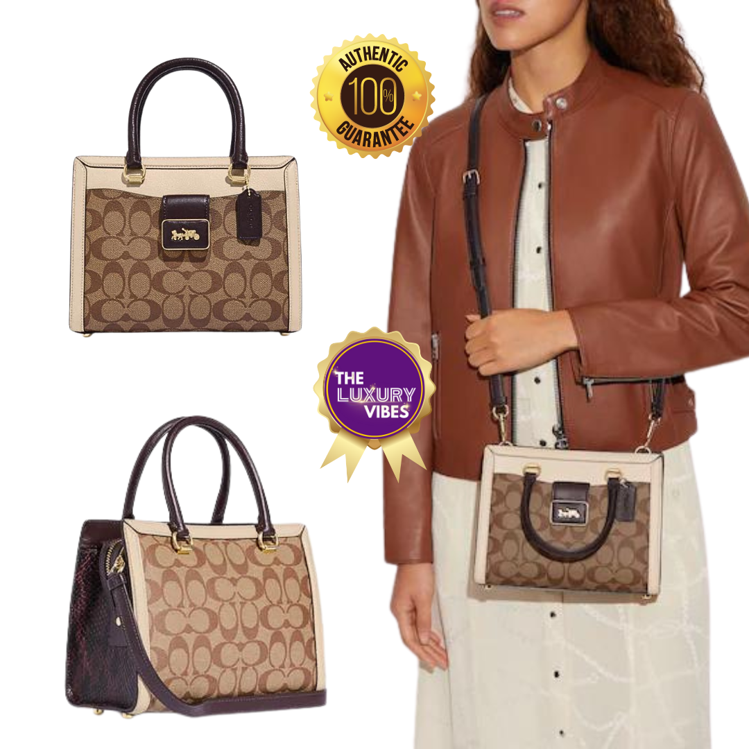 COACH Grace Carryall In Signature Canvas in Khaki Ivory CC142