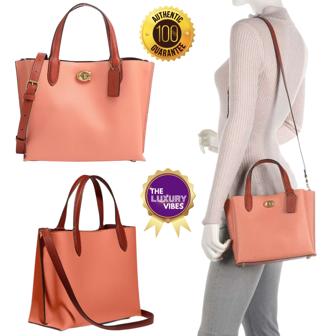 COACH Willow Tote 24 in Colorblock Light Coral Multi C8561