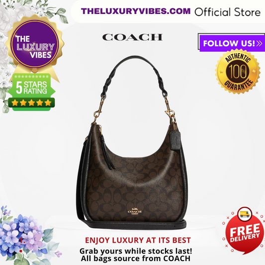 COACH Jules Hobo in Signature Brown Black C9189