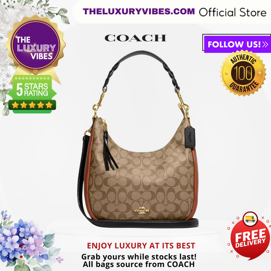 COACH Jules Hobo In Colorblock Signature Canvas in Khaki Multi CF350